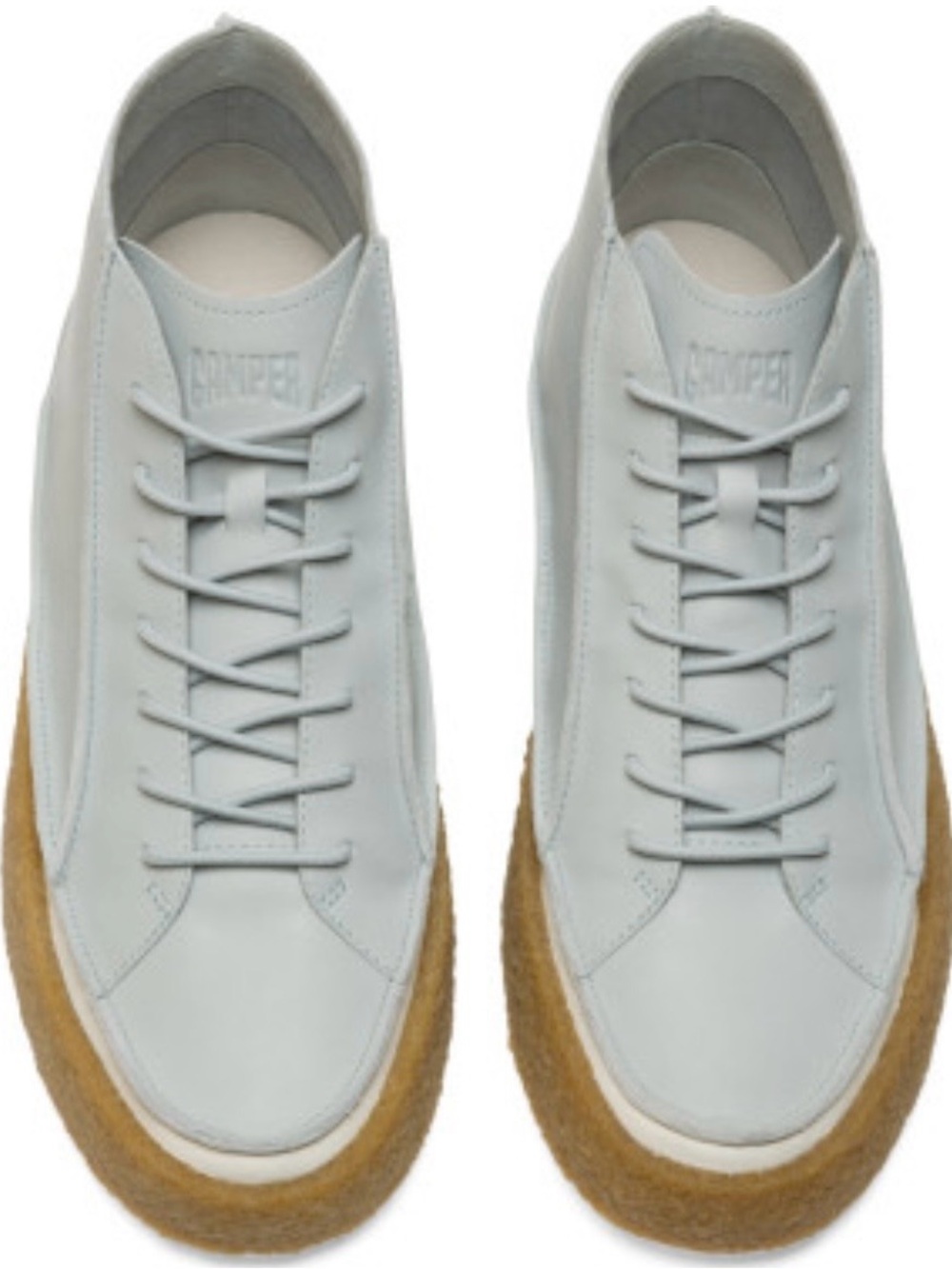 Camper Men’s Light Gray Leather Sneakers with Tan Crepe Sole